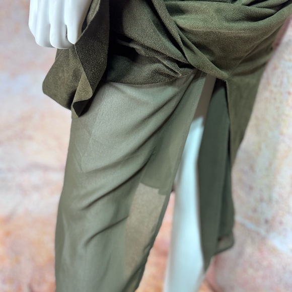 NWOT Olive Green Faux Suede Slip Dress - Picture 10 of 11